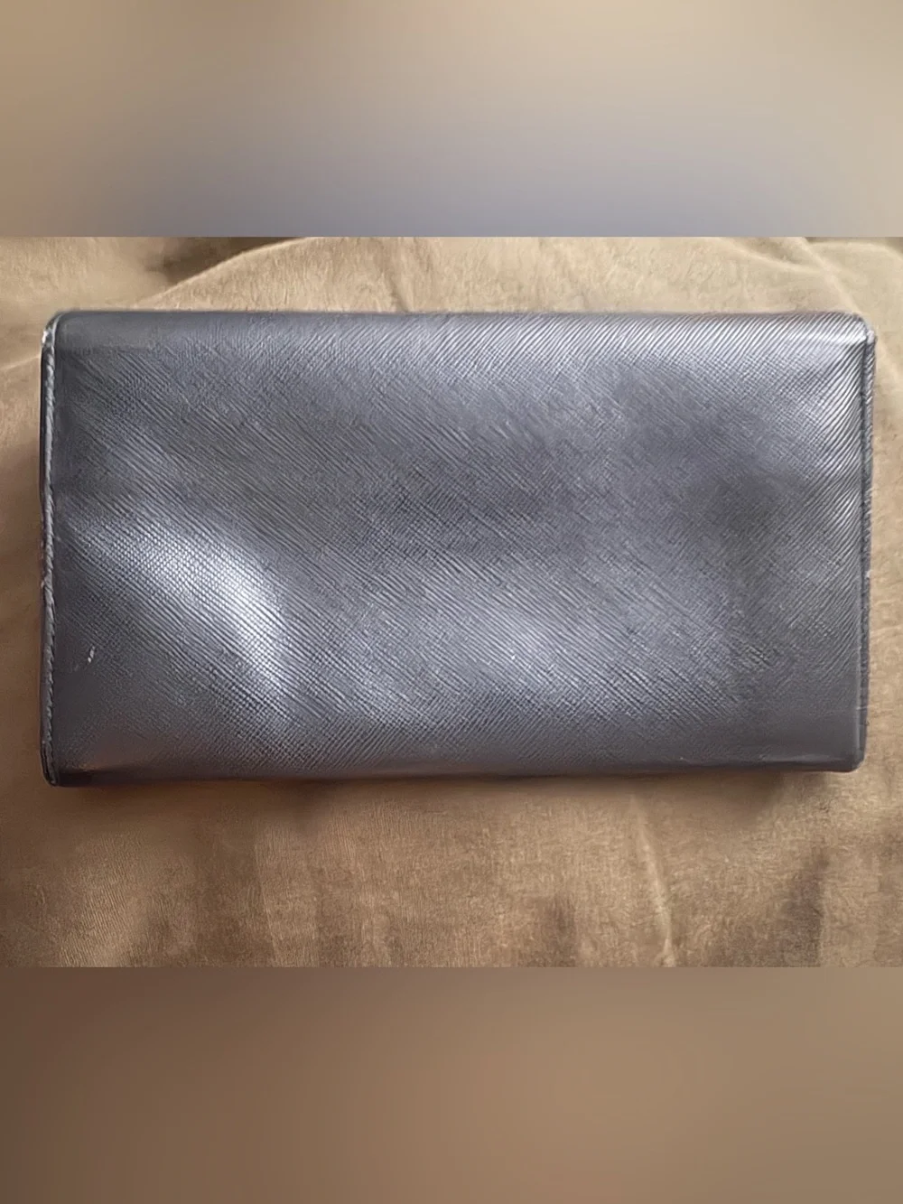 Authentic Prada Black Saffiano Leather Wallet with unbranded Silver Chain